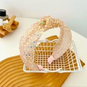 Champagne Sequin Top Knot Headband